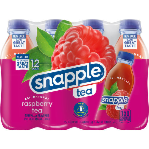 Snapple Raspberry Peach, 16 fl oz recycled plastic bottle