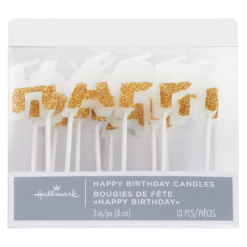 Hallmark Happy Birthday Candles, Gold Glitter Dipped, 3 inches