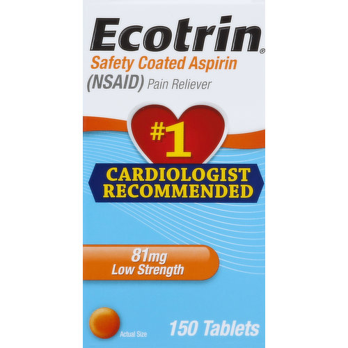 Ecotrin Aspirin, Safety Coated, Low Strength, 81 mg, Tablets