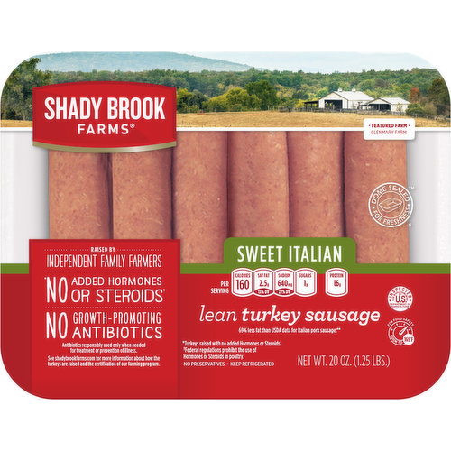 Shady Brook Farms Lean Turkey Sausage, Sweet Italian