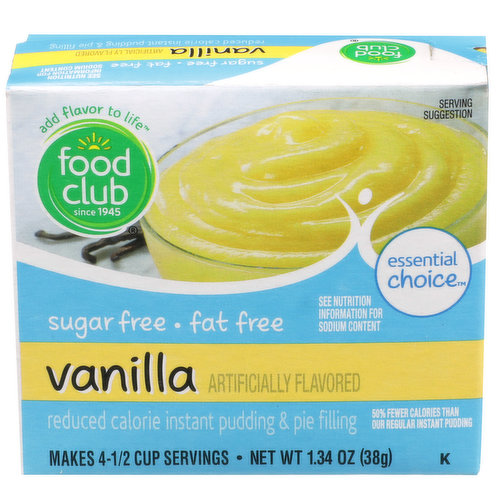 Food Club Vanilla Sugar Free Fat Free Reduced Calorie Instant Pudding & Pie Filling