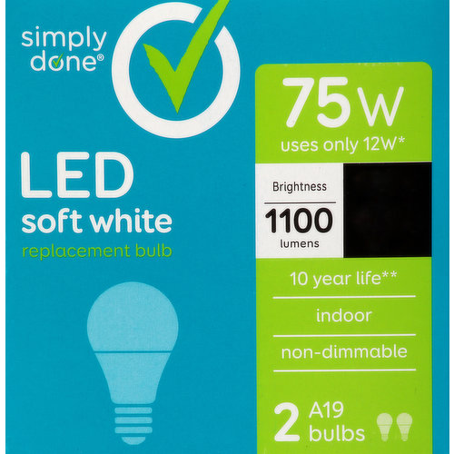 Simply Done Light Bulbs, LED, Soft White, 12 Watts