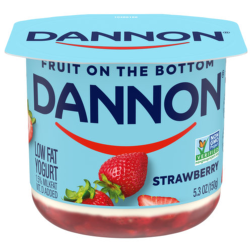 Dannon Yogurt, Lowfat, Strawberry, Fruit on the Bottom, 1.5% Milkfat