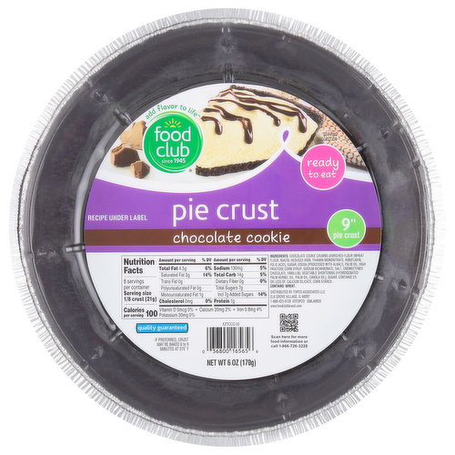 Food Club Pie Crust, Chocolate Cookie