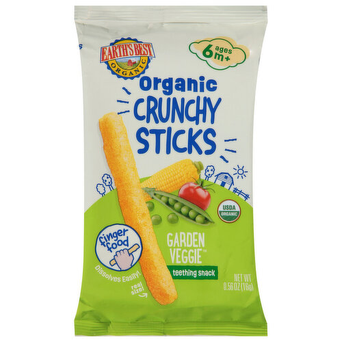 Earth's Best Teething Snack, Garden Veggie, Crunchy Sticks, Ages 6M+