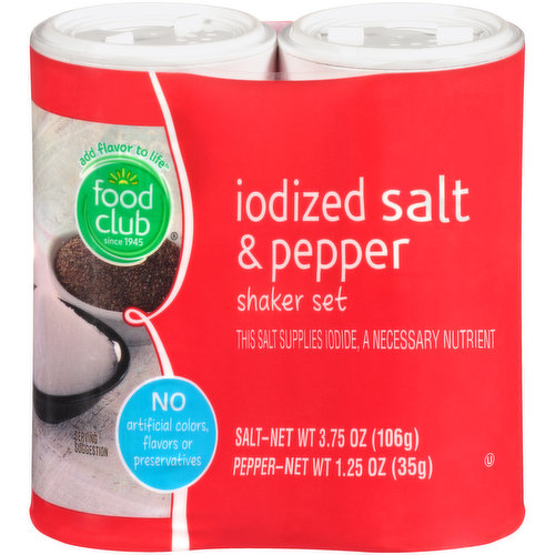 Food Club Iodized Salt & Pepper Shaker Set
