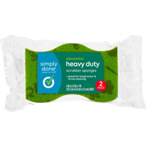 Simply Done Scrubber Sponges, Decorator, Heavy Duty, 2 Pack