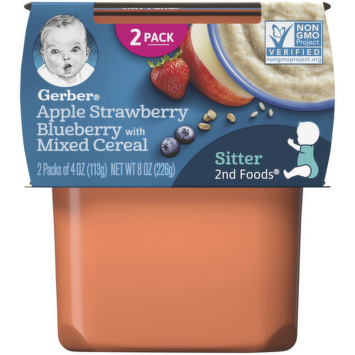 Gerber Apple Strawberry Blueberry with Mixed Cereal Baby Food