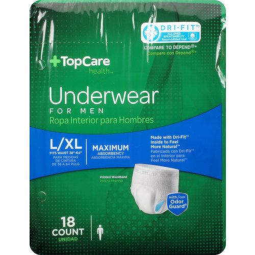 TopCare Underwear, Maximum Absorbency, Large/Extra Large, for Men