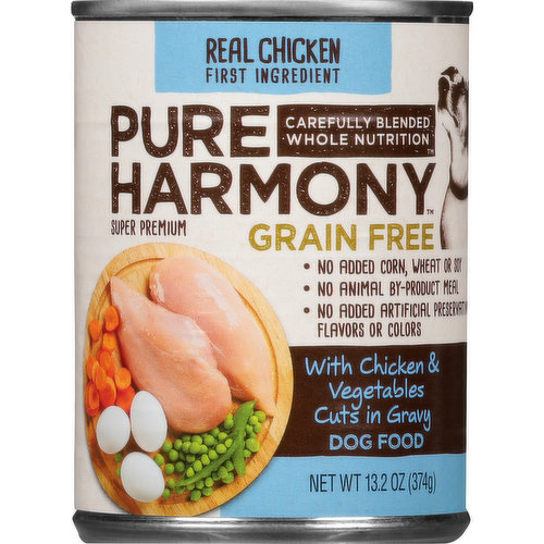 Pure Harmony Dog Food, Super Premium, With Chicken & Vegetables Cuts in Gravy, Grain Free