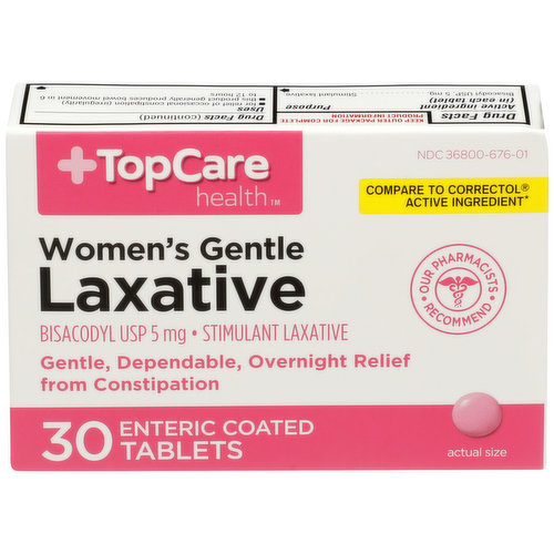 Top Care Women'S Gentle Stimulant Laxative Bisacodyl Usp 5 Mg Enteric Coated Tablets