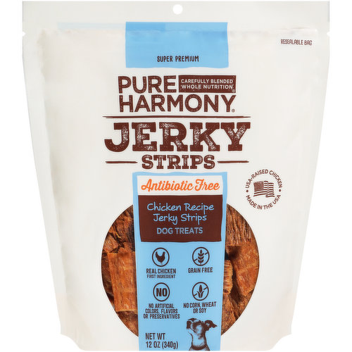 Pure Harmony Grain Free Chicken Recipe Antibiotic Free Jerky Strips Dog Treats