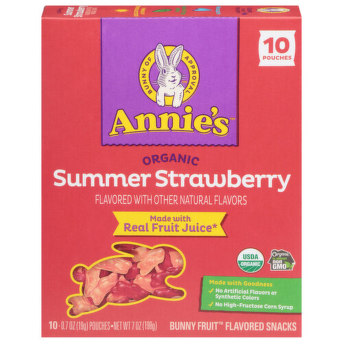 Annie's Bunny Fruit Snacks, Organic, Summer Strawberry