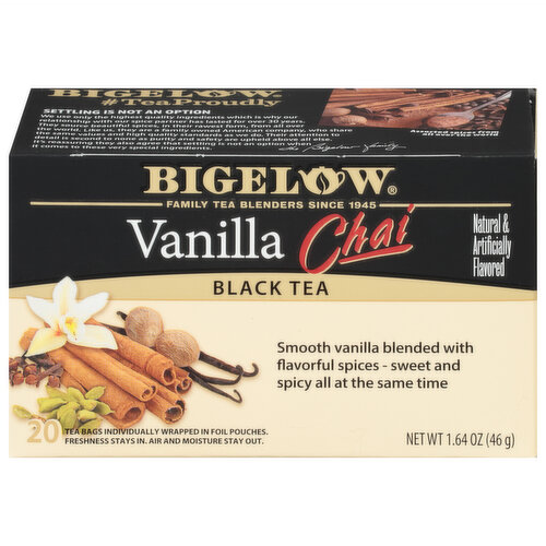 Bigelow Bigelow Vanilla Chai, Black Tea, Tea Bags, 20 Ct
