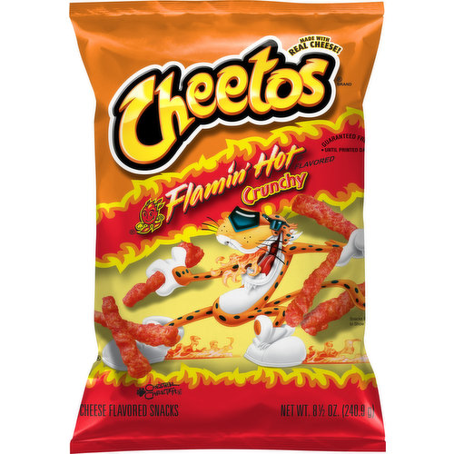 Gluten free. Made with real cheese! Chester Cheetah. fritolay.com. Smartlabel: Scan here for more food information or call 1-800-352-4477. Connect with Chester Cheetah: Facebook: facebook.com/cheetos. Twitter: (at)ChesterCheetah. Instagram: (at)Cheetos. Questions or comments? 1-800-352-4477 Mon-Fri 9:00 am to 4:30 pm CT / email or chat fritolay.com.