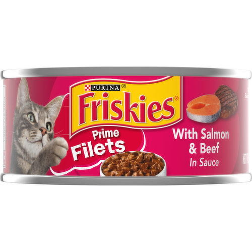 Friskies Wet Cat Food, Prime Filets With Salmon & Beef in Sauce