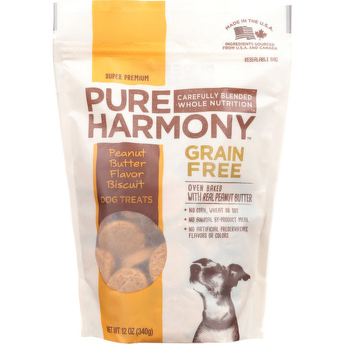 Pure Harmony Dog Treats, Grain Free, Peanut Butter Flavor