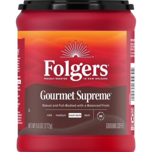 Folgers Coffee, Ground, Med-Dark, Gourmet Supreme