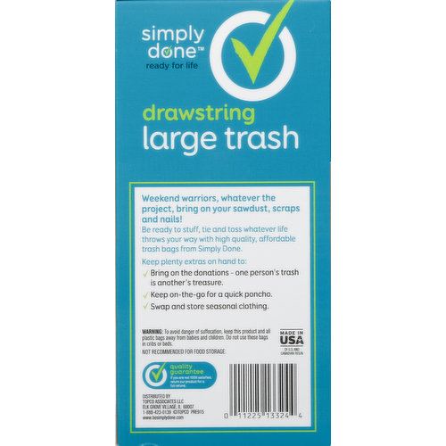 Simply Done Trash Bag, Twist Tie, Small, 40 Gallon 30 ea, Trash Bags