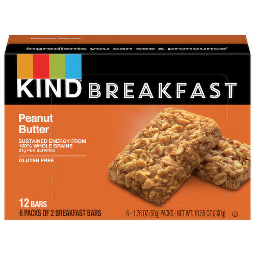 Kind Breakfast Bars, Peanut Butter, 6 Pack