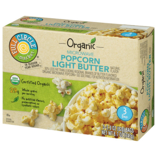 Full Circle Market Popcorn, Light, Butter, Microwave