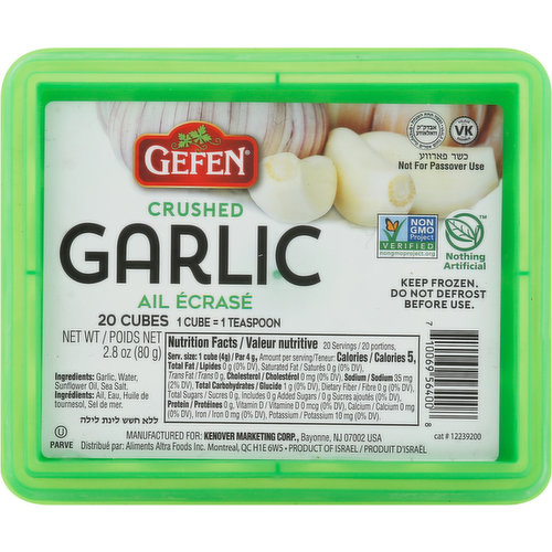 Gefen Frozen Crushed Garlic Cubes - Kayco