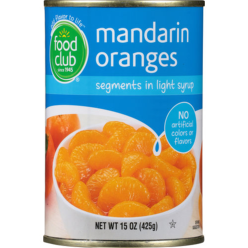 Food Club Mandarin Oranges, In Light Syrup, Segments