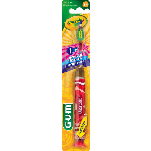 GUM Toothbrush, Crayola, Timer Light, Soft