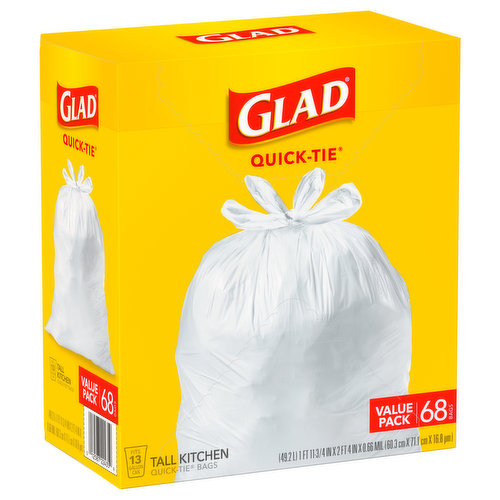 Glad Tall Kitchen Bags, Value Pack, 13 Gallon