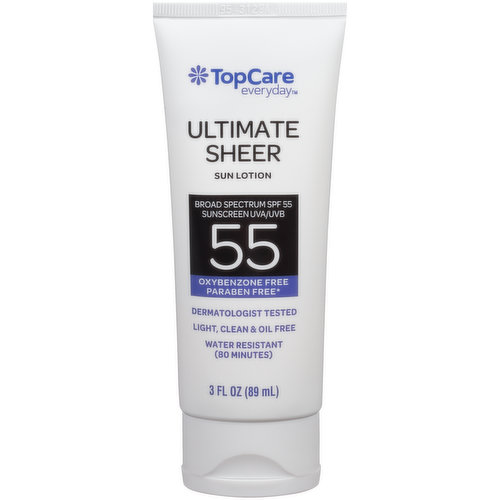 TopCare Ultimate Sheer Water Resistant Uva/Uvb Broad Spectrum Spf 55 Sunscreen Sun Lotion