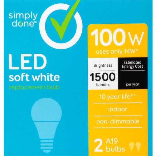 Simply Done Light Bulbs, LED, Soft White, 14 Watts