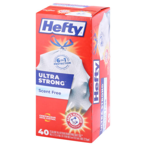 Hefty Ultra Strong Scent Free Tall Kitchen 13 Gallon, Trash Bags