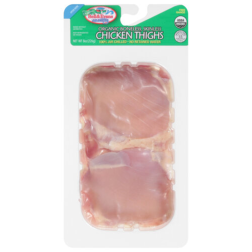 Bell & Evans Chicken Thighs, Organic, Boneless, Skinless, 100% Air Chilled