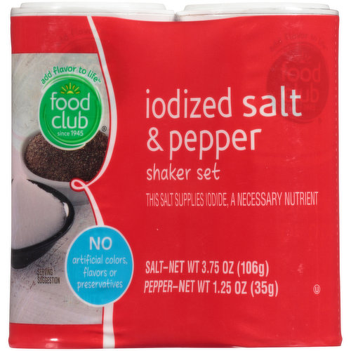 Food Club Iodized Salt & Pepper Shaker Set