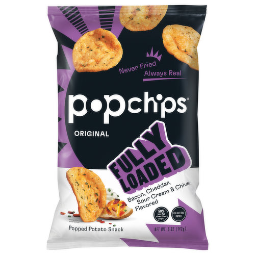 Popchips Popped Potato Snack, Bacon, Cheddar, Sour Cream & Chive Flavored, Fully Loaded, Original