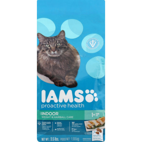 IAMS Cat Nutrition, Premium, Indoor Weight & Hairball Care, 1+ Years
