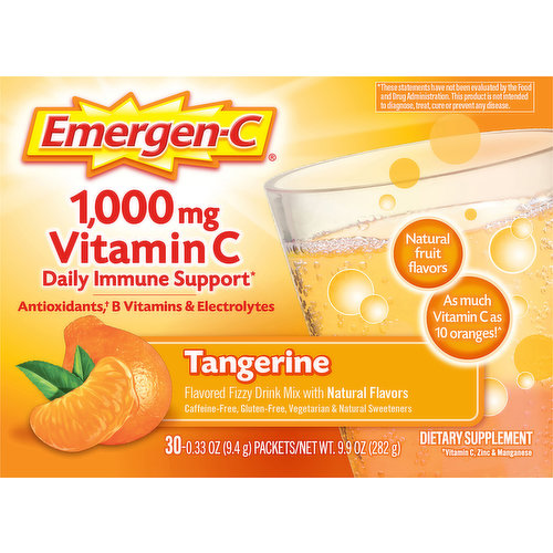 Emergen-C Vitamin C, 1,000 mg, Tangerine, Fizzy Drink Mix