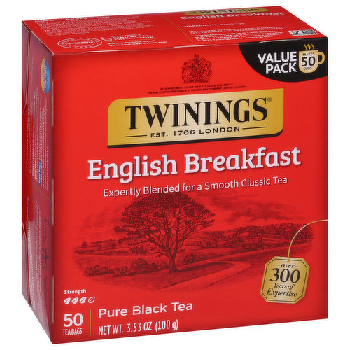 Twinings English Breakfast Pure Black Tea Bags, 100 Count Box 