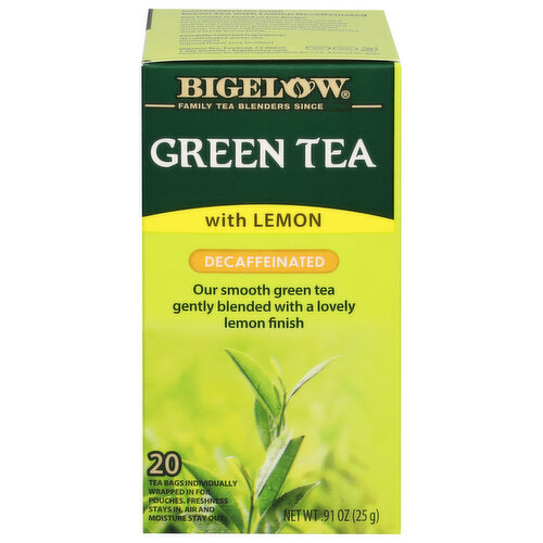 Bigelow Bigelow Green Tea with Lemon Decaffeinated, Tea Bags, 20 Ct