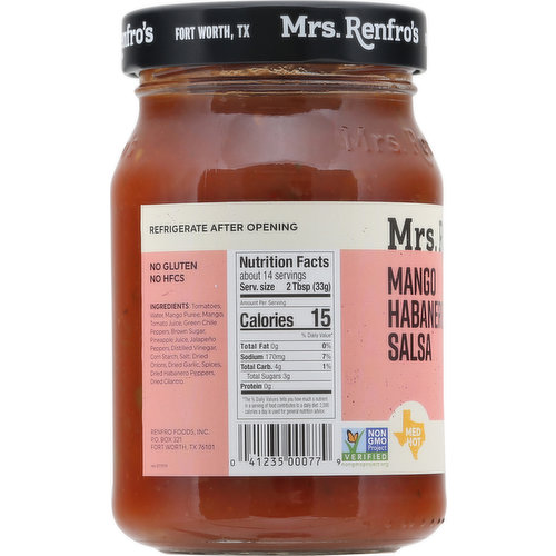 Mrs. Renfro's Salsa, Mango Habanero, Medium Hot