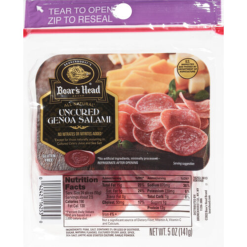 Boar's Head Salami, Genoa, Uncured