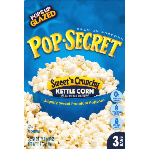 Pop-Secret Kettle Corn, Premium, Sweet 'n Crunchy, 3 Pack