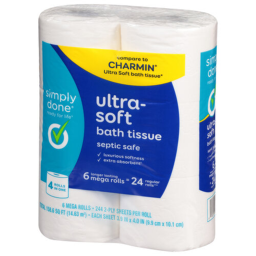 Simply Done Bath Tissue, Ultra-Soft, 2-Ply, Mega Rolls