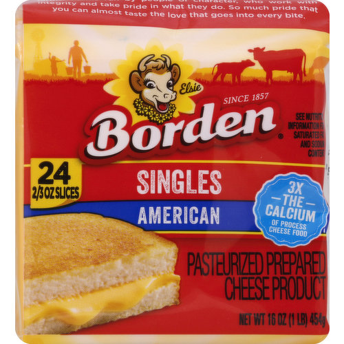 Borden Cheese Product, Pasteurized Prepared, American, Singles