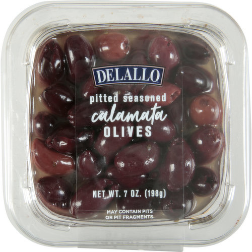 Delallo Olives, Calamata, Pitted, Seasoned