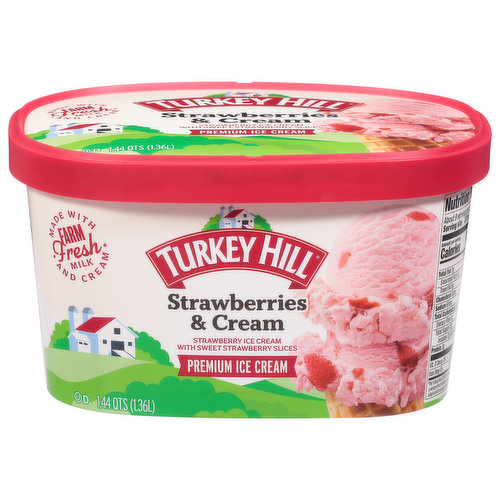 Turkey Hill Ice Cream, Strawberries & Cream, Premium