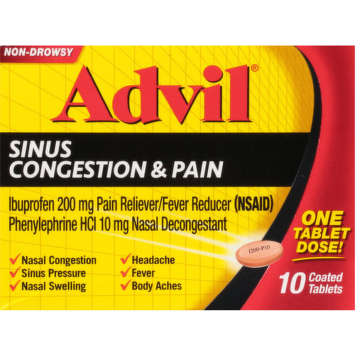 Advil Sinus Congestion & Pain, Non-Drowsy, Coated Tablets