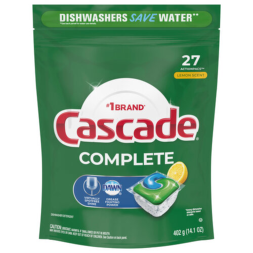 Cascade Dishwasher Detergent, Lemon Scent, ActionPacs