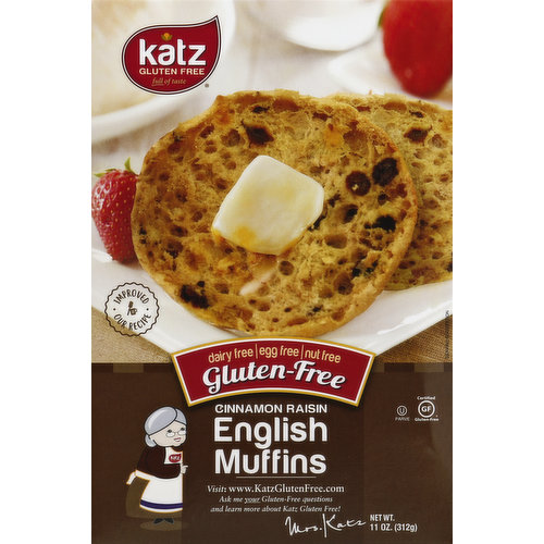 Katz English Muffins, Gluten-Free, Cinnamon Raisin