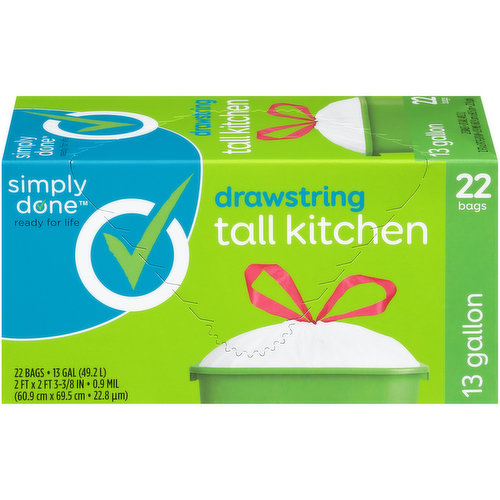 Simply Done Drawstring Tall 13 Gallon Kitchen Bags